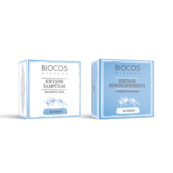 BLUEBERRY kieto šampūno ir kondicionieriaus rinkinys plaukams BLUEBERRY kieto šampūno ir kondicionieriaus rinkinys plaukams
